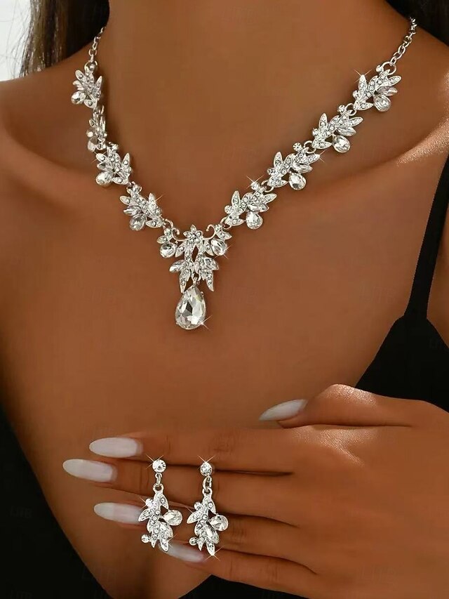 Women's with Pendant Set Rhinestone Gold Teardrop Jewelry -