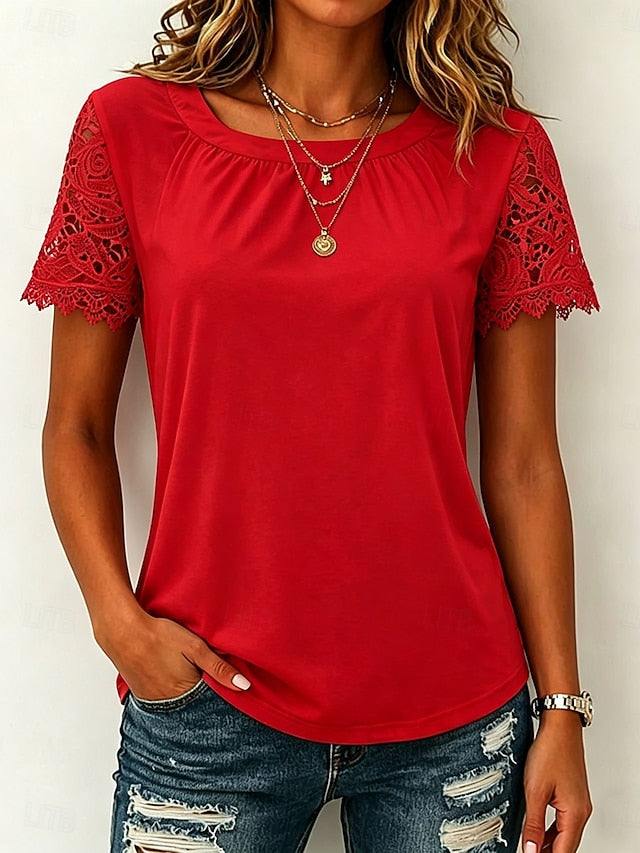 Women's Shirt Blouse Lace Tops Lace Plain Stylish Classic