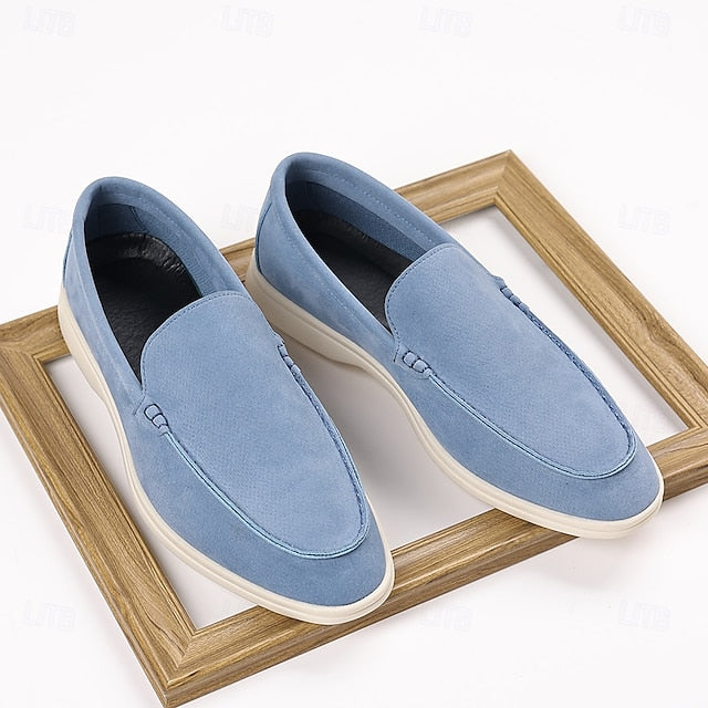 Blue Slip-On Loafers Light Men's Faux Casual – Breathable