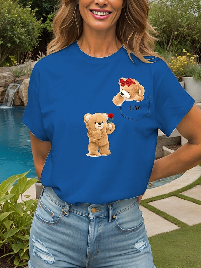 Women's T Shirt Print LOVE Graphic Animal Vintage Stylish