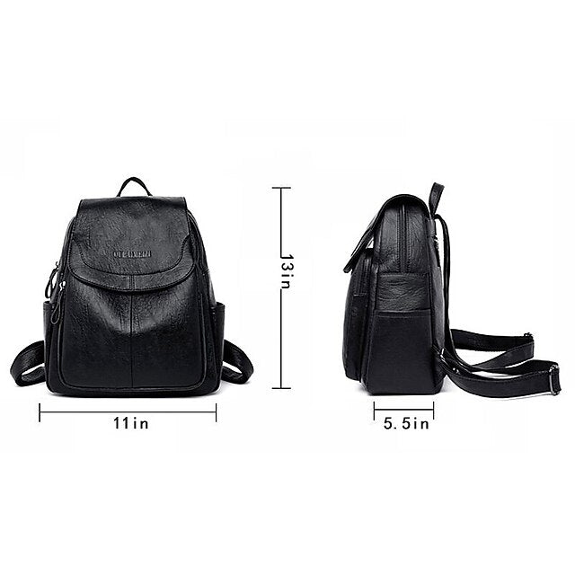 Faux Backpack Leather with Women's Burgundy Flap Closure