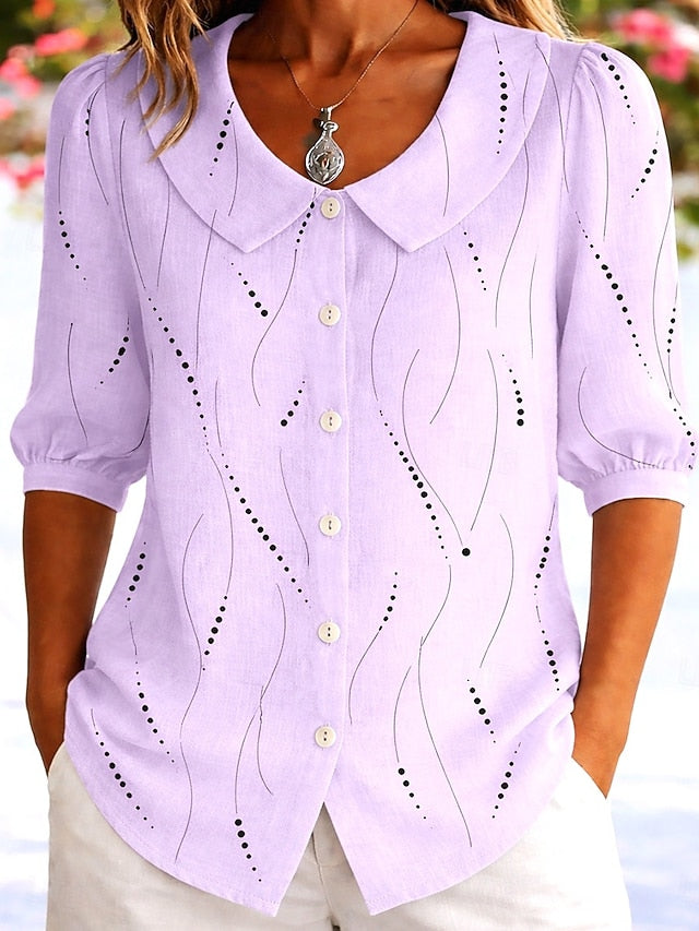 Women's Shirt Geometric Elegant Bohemia Vacation Lapel