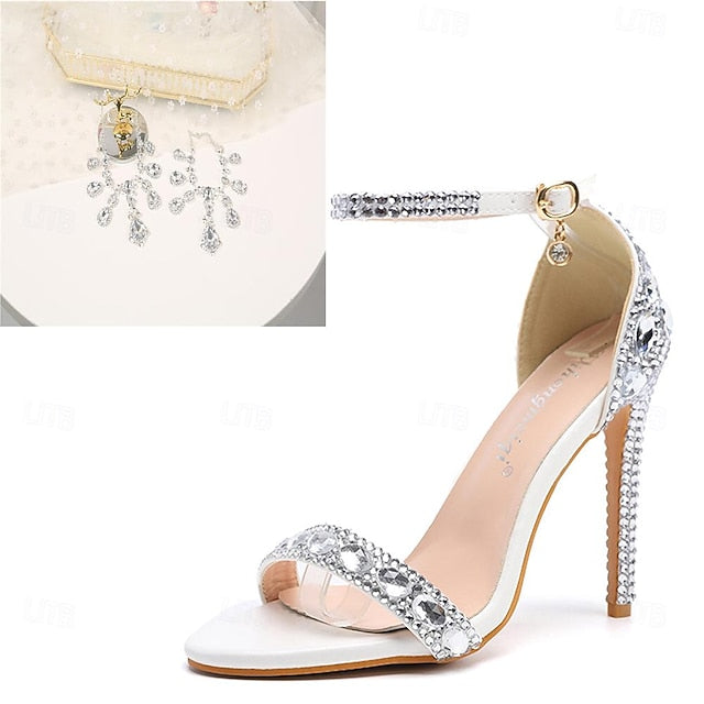 Green Ankle with Rhinestone Matching Women's Stiletto Heels