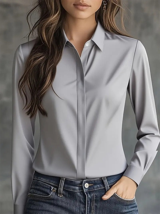 Women's Elegant Dressy Satin Top Blouse Plain Elegant Daily