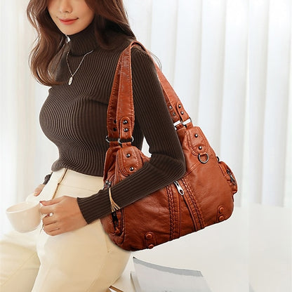 Boston Leather Handbag Shoulder Bag Women's Hobo PU