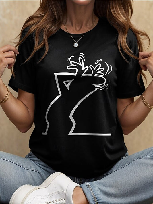 Women's T Shirt Print Graphic Letter Abstract Vintage