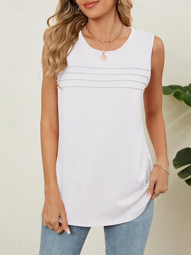 Women's Tank Top Solid Color Stylish Casual Sleeveless Crew