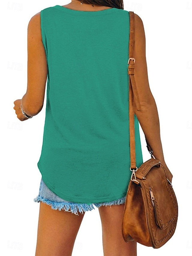 Women's Blouse Plain Active Vintage Sleeveless V Neck Long