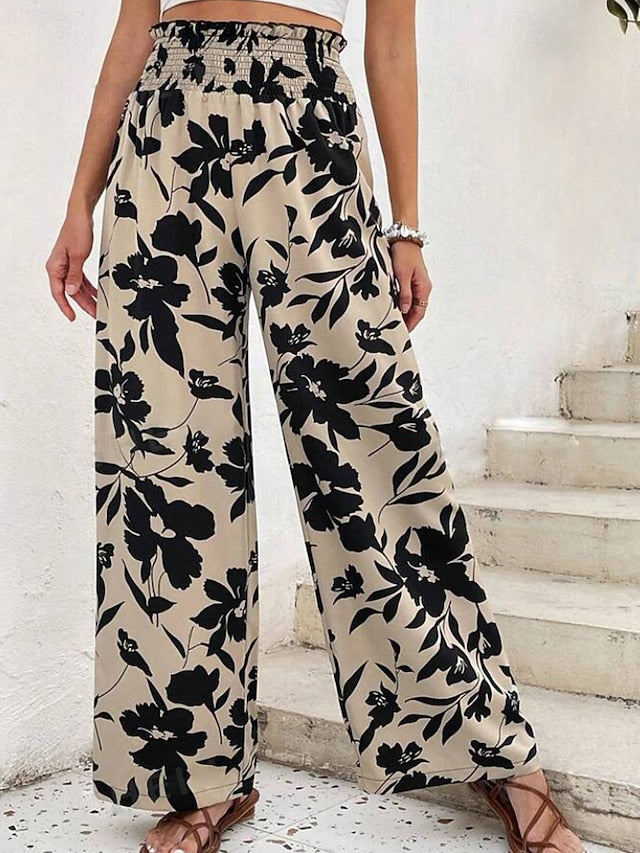 Women's Slacks Pants Trousers Boho Full Length Natural