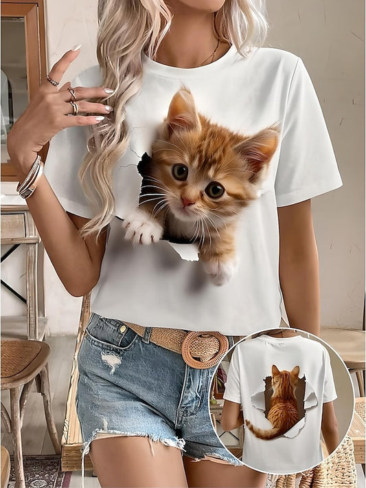 Women's T Shirt Graphic Animal Cat Vintage Stylish Classic
