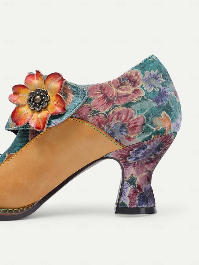 Floral Women's Leather Jane Heels 1930s – Vintage Mary