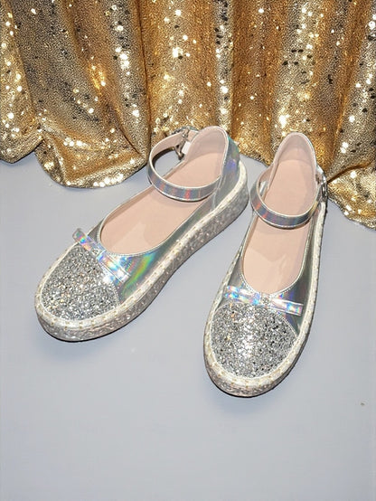 Mary Platform Shoes Glitter Holographic Women's Jane