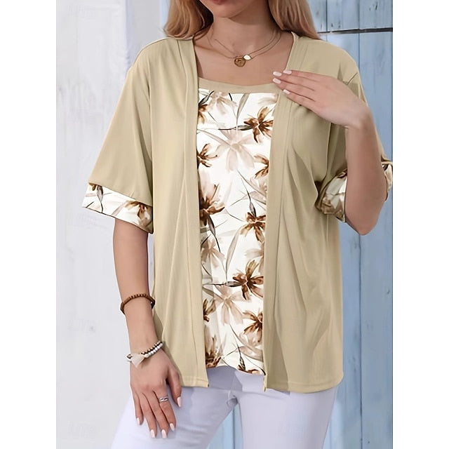 Women's Blouse Patchwork Floral Elegant Vacation Casual