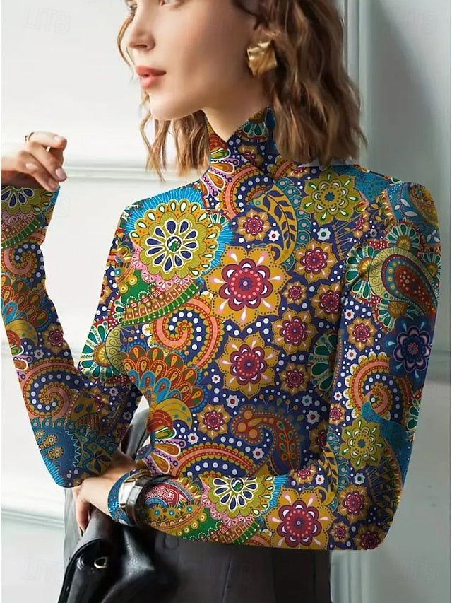 Women's Tunic Floral Elegant Bohemia Vintage Long Sleeve
