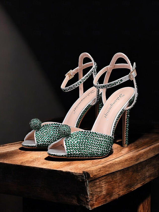 Women's Stiletto Embellished with Rhinestone Heel Sandals