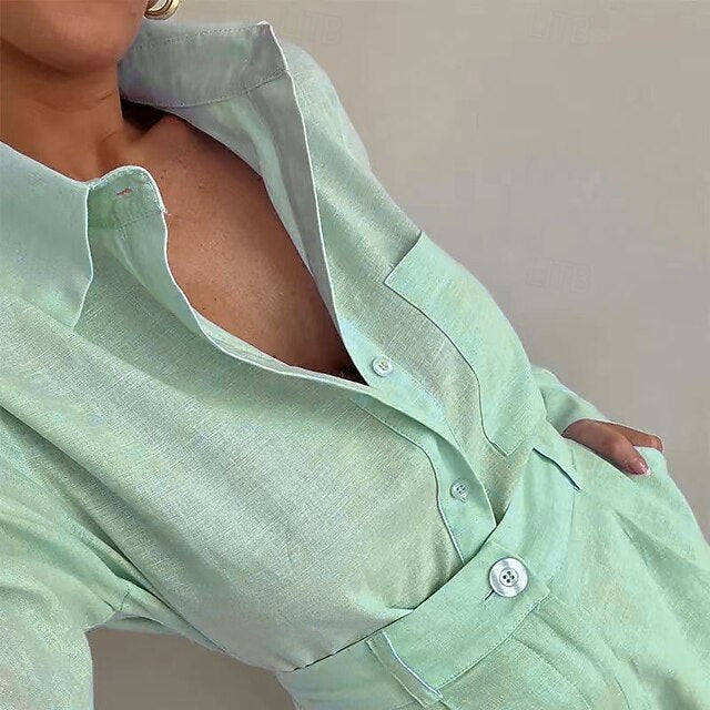 Women's Cotton Linen Sets Shorts Sets Bolero Top Long
