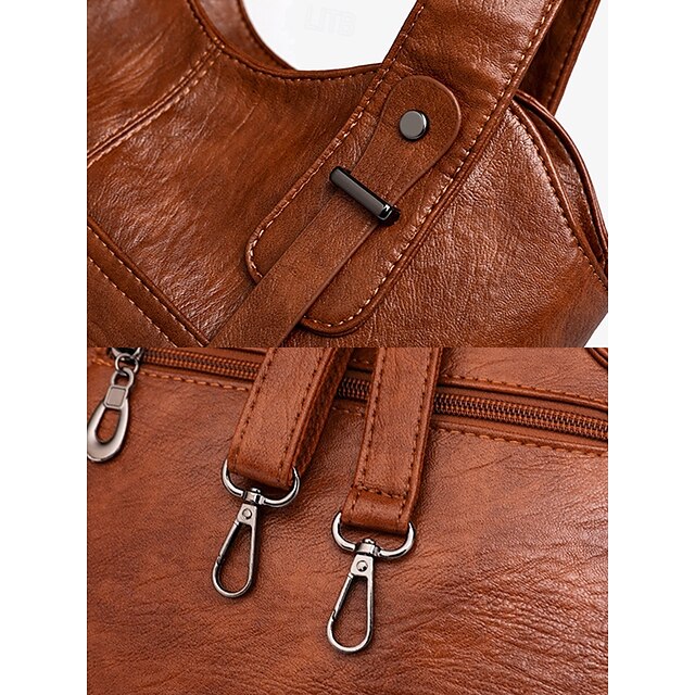 Brown Faux Bag Women's Leather Tote with Vintage Dual