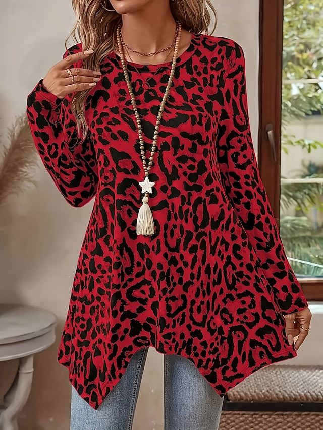 Women's Tunic Graphic Leopard Vintage Fashion Casual Long