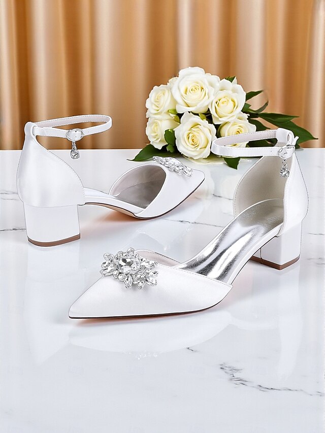 Heel Shoes with Women's Satin Wedding Block Burgundy