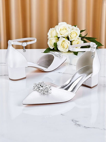 Heel Shoes with Women's Satin Wedding Block Burgundy