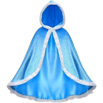 Princess With Cloak Crown Dress Hooded Elsa Tulle Set Cape