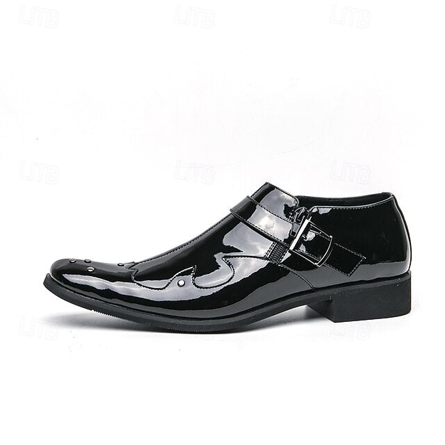 Strap Black Shoes Monk – Men's Leather Formal