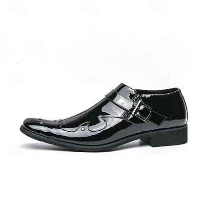 Strap Black Shoes Monk – Men's Leather Formal