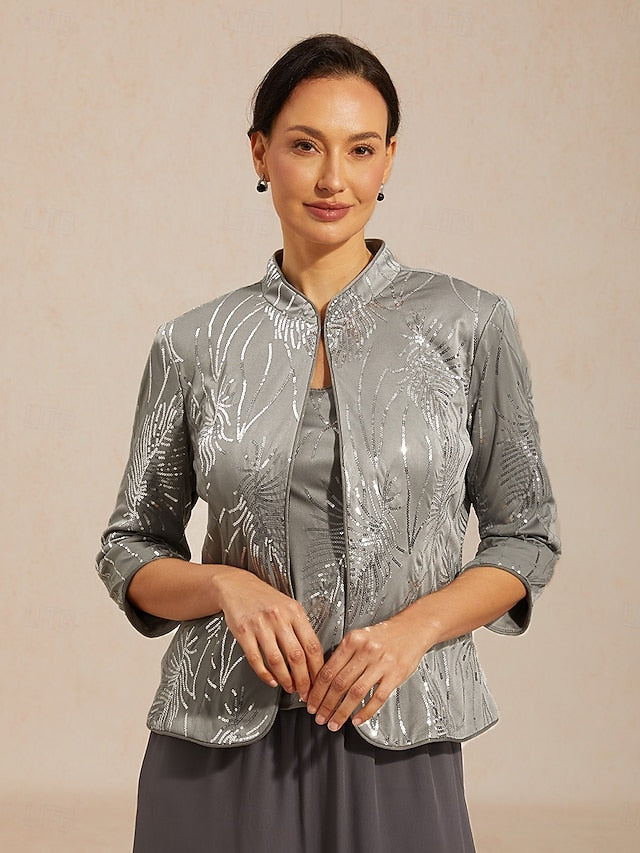 Women's Dressy Tops Elegant High Neck Blue Spring Fall