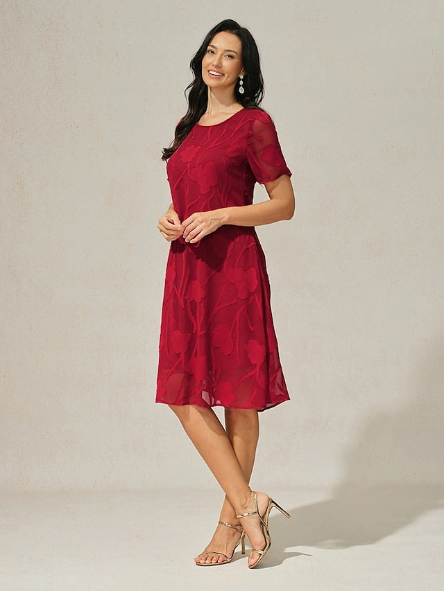 Women's Knee Length Dress Chiffon Dress Elegant Casual