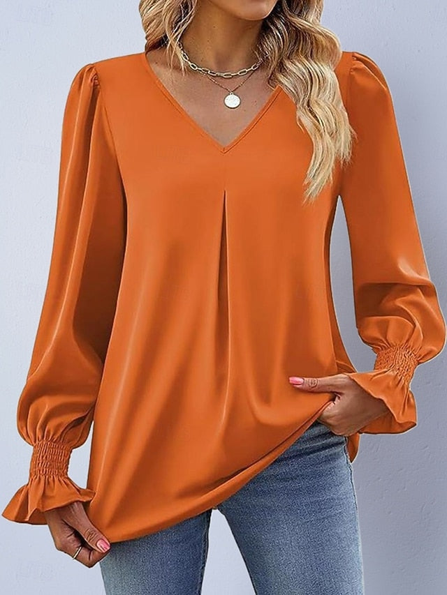 Women's Shirt Satin Shirt Blouse Plain Stylish Basic