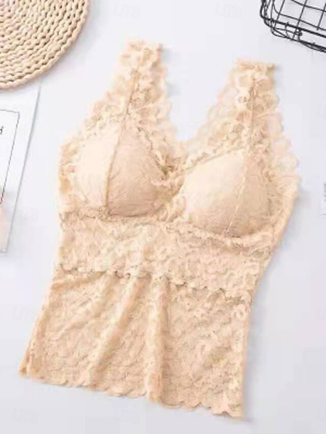 Women's Camisole Tank Top Lace Patchwork Solid Color Daily
