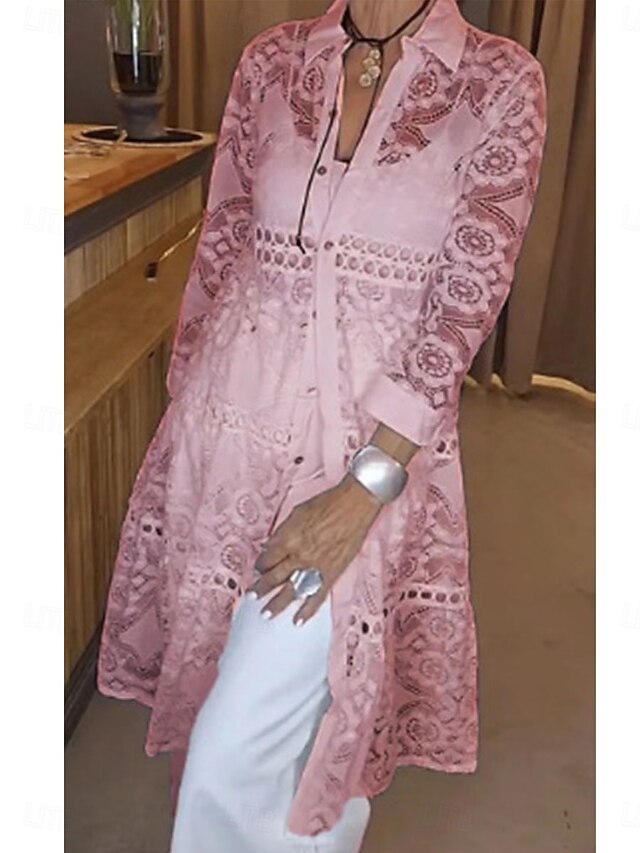 Women's Blouse Dressy Tops Lace Tops Ruched Lace Patchwork