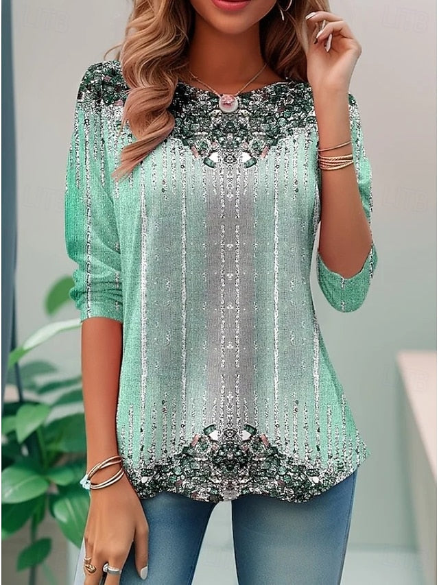 Women's Boho T Shirt Ombre Graphic Vintage Fashion Stylish