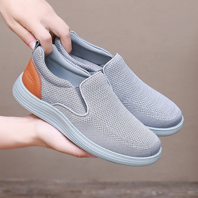 Men's Stretch Navy Slip-On Breathable Sneakers – Knit