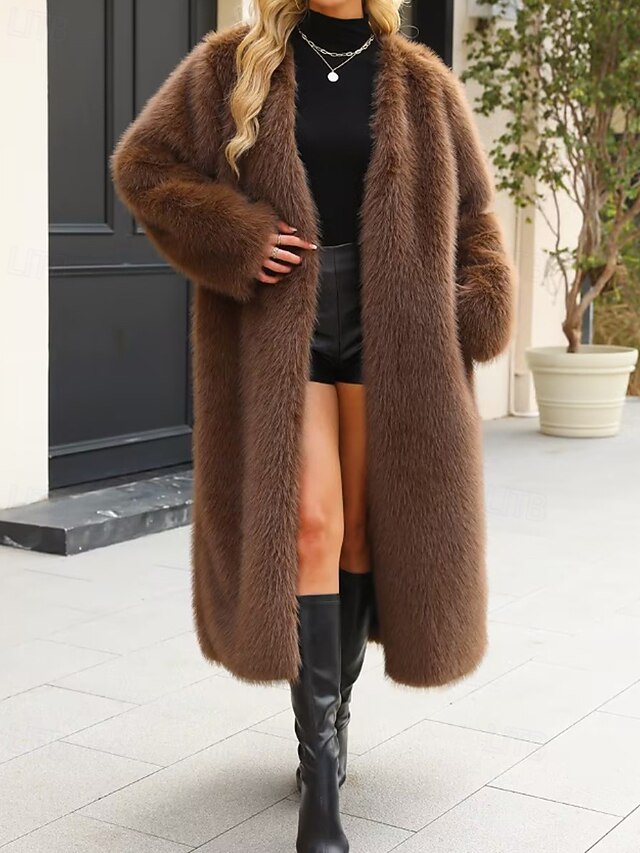 Fur Coat Faux Warm Comfortable Women's Furs
