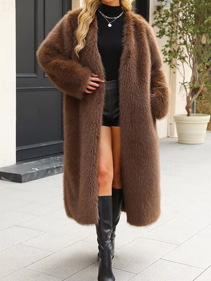 Fur Coat Faux Warm Comfortable Women's Furs