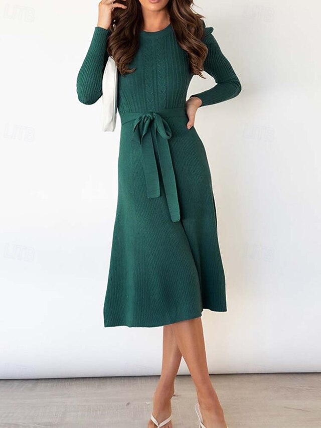 Women's Sweater Dress Fashion Elegant Dress Solid Color