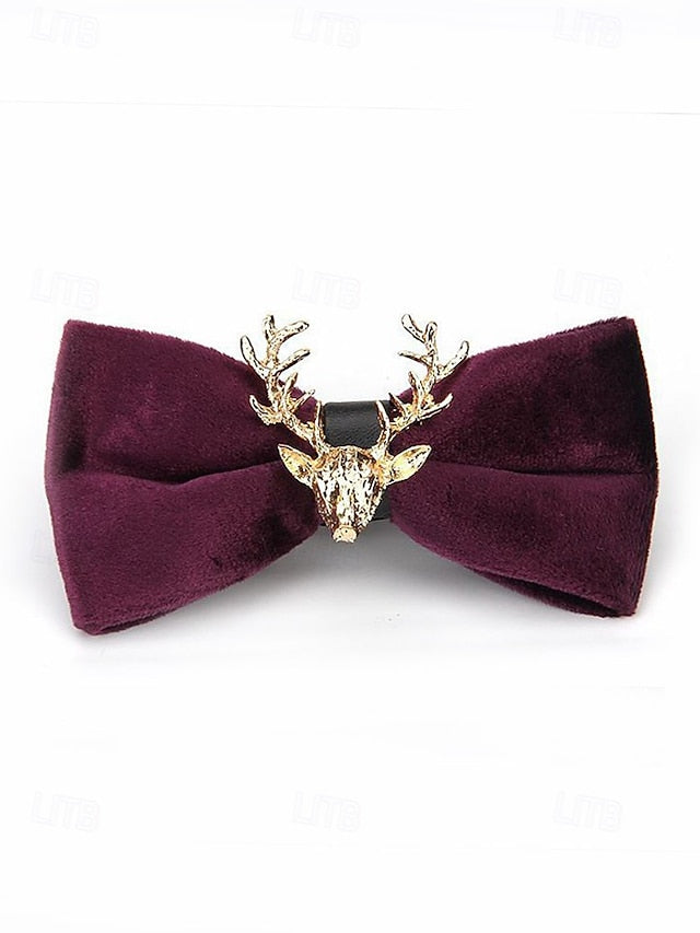 Velvet Deer Pin with Men's Bow Gold Head Tie