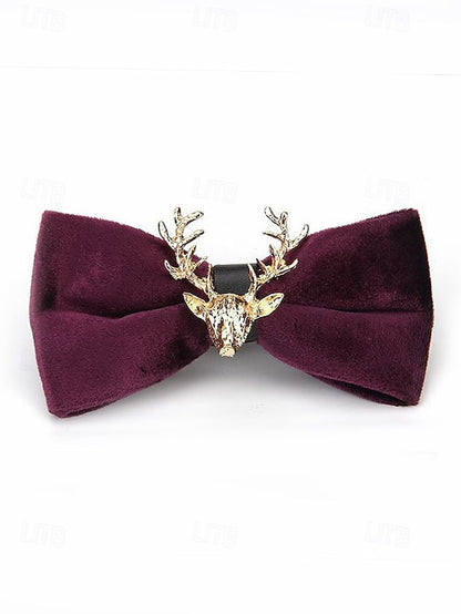 Velvet Deer Pin with Men's Bow Gold Head Tie
