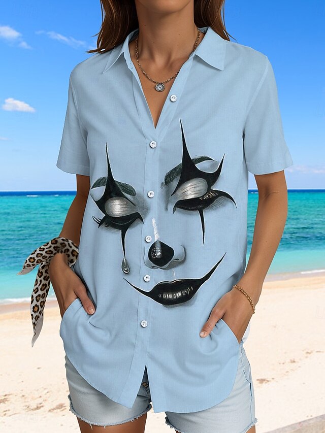 Women's Shirt Long Sleeve Button Down Blouse Graphic 3D