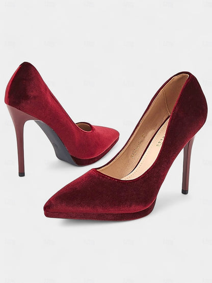 Pumps with Women's Burgundy and Stiletto Heel Velvet