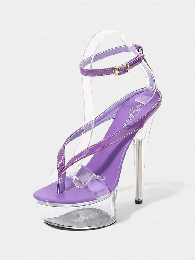 Nightclub Sexy Sandals – Heel Clear Lavender Platform