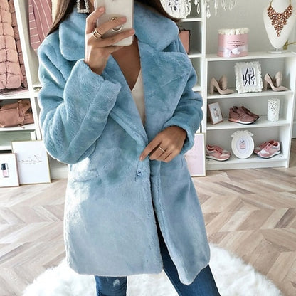 Pocket Casual Fur Warm Comfortable Coat Women's Faux