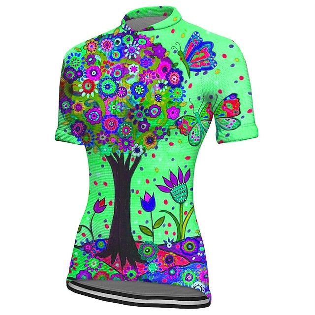 Women's Cycling Jersey Graphic Plants Short Sleeve Bike