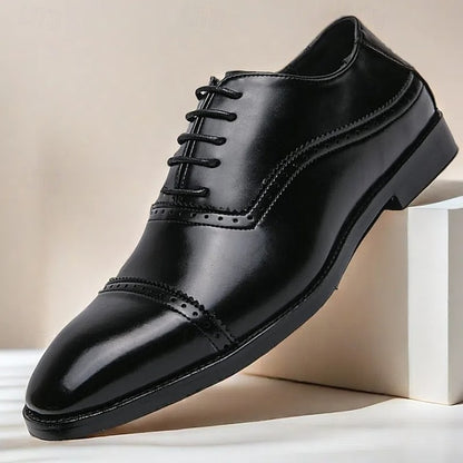 Faux Oxford Brogue Leather – Brown Men's Shoes Classic