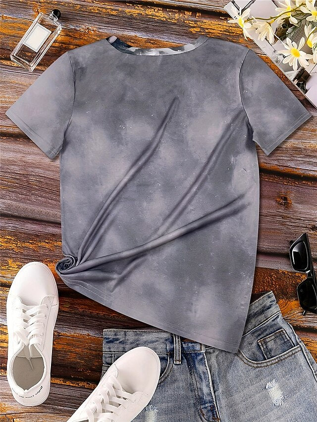 Women's T Shirt Skulls Tee Print Casual Short Sleeve Crew