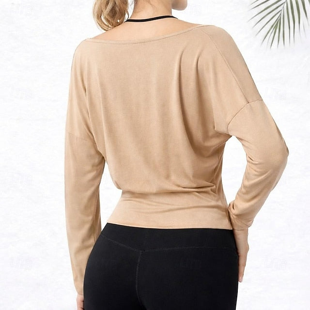 Women's Tee Sports T-Shirt Elastic Waist Solid Color
