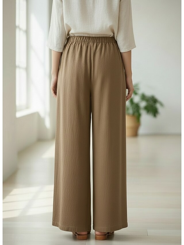 70% Linen Women's Linen Pants Culottes Wide Leg Wide Leg