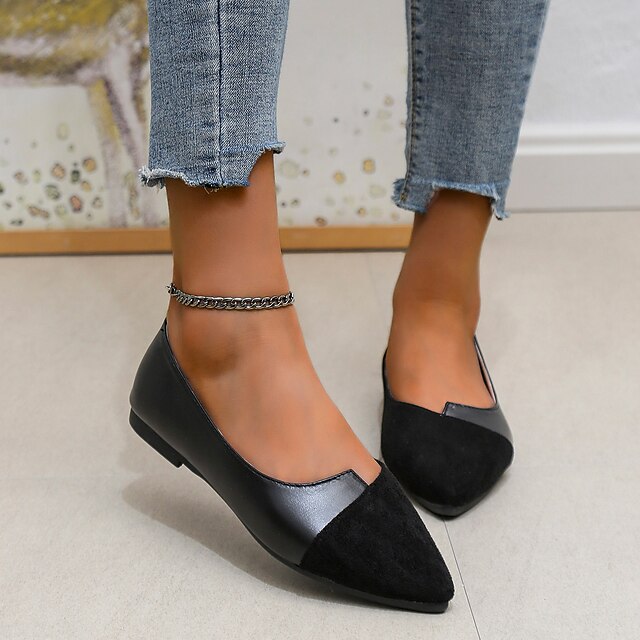 Two-Tone Pointed Toe Slip-On Flats Elegant Women's –