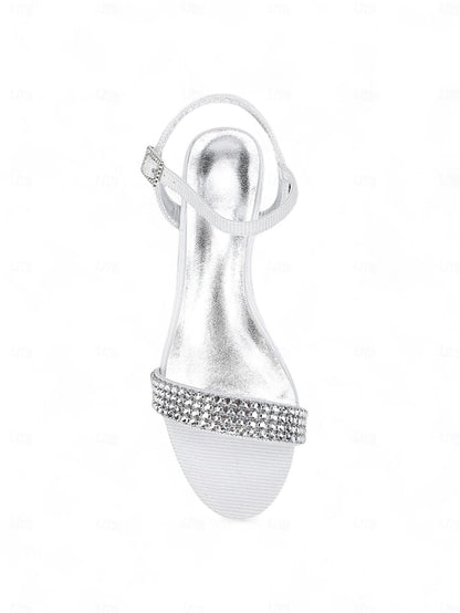 Rhinestone Sandals Toe Open Champagne Wedge Women's -